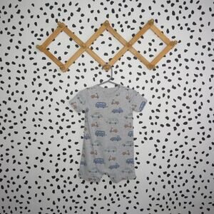 Garanimals Gray Car Print Short Sleeve Baby Romper